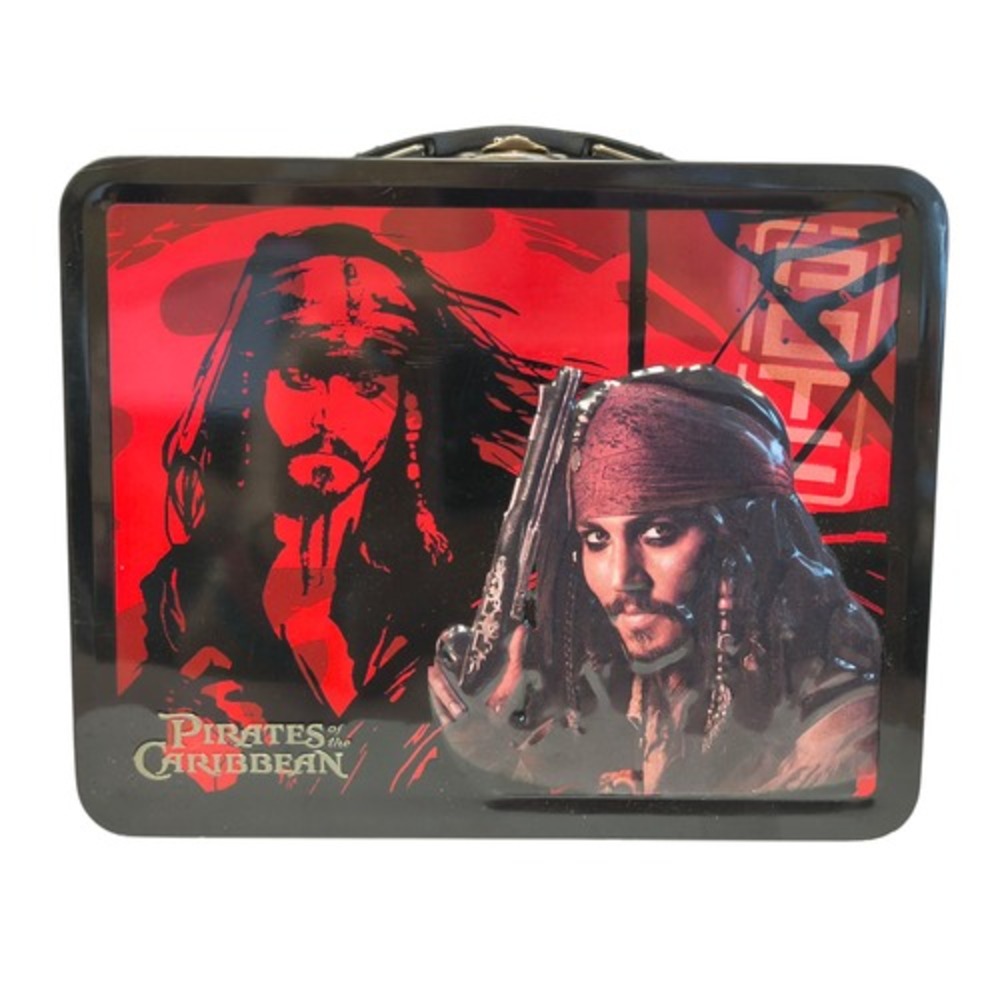 Disney Pirates of the Caribbean POTC Metal Tin Lunch Box Jack Sparrow Skull